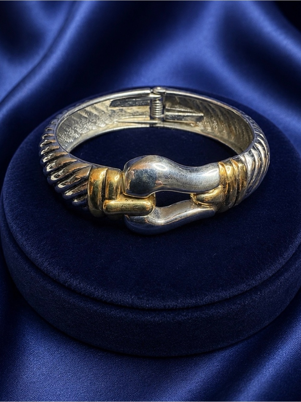 Bracelet Two-Tone Gold & Silver Buckle Clamper Bangle